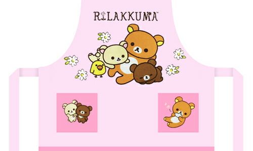 【送料込(クリックポスト)】エプロン　リラックマ　サロンジェ　01920-17　RILAKKUMA　フラワーH型　ピンク　子供用　110cm りらっくま