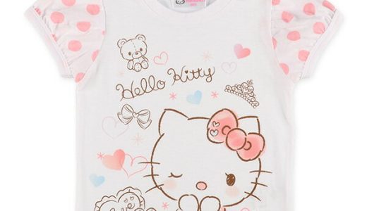 パフスリーブ半袖Tシャツ（ハローキティ）【80cm・90cm・95cm】[サンリオ 女 アウトウェア 半袖 Tシャツ ベビー こども キッズ トップス 夏]