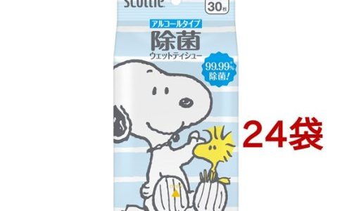 スコッティ ウェットティッシュ 除菌 アルコールタイプ スヌーピー(30枚入*24袋セット)【スコッティ(SCOTTIE)】