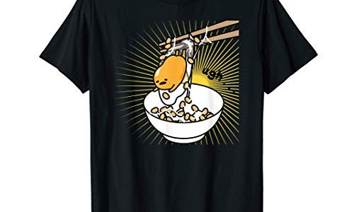 ぐでたま 「うぐぅ」ごはん茶碗 半袖Tシャツ メンズ 【Sサイズ】 ブラック ファッション トップス アメリカ