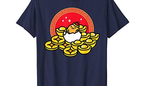 ぐでたま 幸せな旧正月 半袖Tシャツ レディース 【Sサイズ】 ネイビー ファッション トップス アメリカ