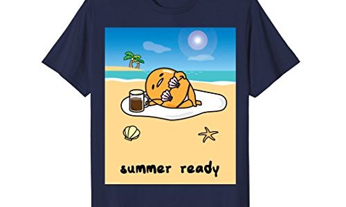 ぐでたま 夏の準備はできている 半袖Tシャツ レディース 【Sサイズ】 ネイビー ファッション トップス アメリカ