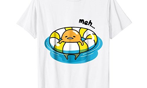 ぐでたま プール 浮き輪 半袖Tシャツ メンズ【Sサイズ】 ホワイト ファッション トップス アメリカ