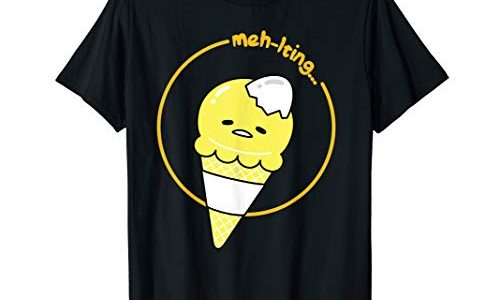 ぐでたま 溶けそうなアイスクリーム 半袖Tシャツ レディース【Sサイズ】 ブラック ファッション トップス アメリカ