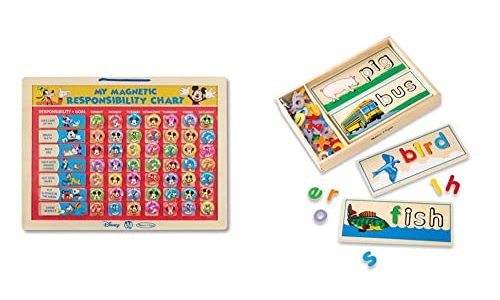 メリッサ&ダグ おもちゃ 知育玩具 Melissa & Doug Melissa & Doug Disney Mickey Mouse Clubhouse My Magnetic Responsibility Chart & See & Spell Wooden Educational Toy with 8 Double-Sided Spelling Boards and 6メリッサ&ダグ おもちゃ 知育玩具 Melissa & Doug