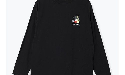 【SALE／28%OFF】Re-J&SUPURE 【DISNEY/ディズニー/ミッキーマウス】「ミッキーマウス&プルート」ワンポイントロングTシャツ リジェイアンドスプル トップス カットソー・Tシャツ ブラック ホワイト