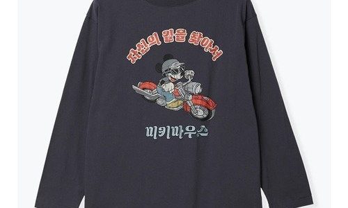 【SALE／46%OFF】Re-J&SUPURE 【DISNEY/ディズニー/ミッキーマウス】バイクを楽しむ「ミッキーマウス」デザインロングTシャツ リジェイアンドスプル トップス カットソー・Tシャツ グレー ホワイト