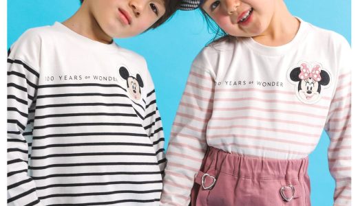 SLAP SLIP 【 Disney 】 ミッキーマウス / ミニーマウス / フェイス ワッペン 付 ボーダー 柄 Tシャツ / ディズニー (80~130cm) ベベ オンライン ストア トップス カットソー・Tシャツ ピンク ブラック