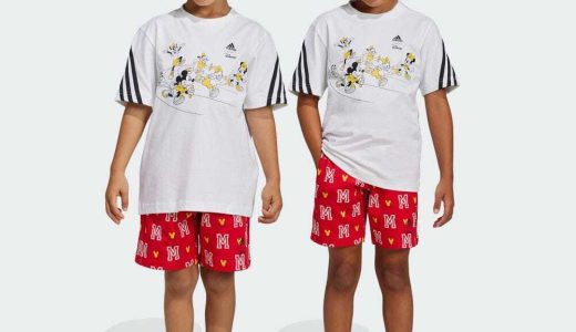 【公式】アディダス adidas 返品可 adidas × Disney ミッキーマウス Tシャツセットアップ スポーツウェア キッズ／子供用 ウェア・服 セットアップ 白 ホワイト HR9498 上下