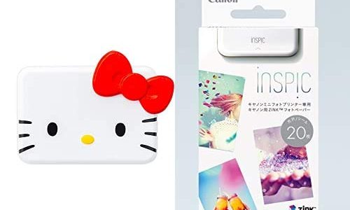 【セット買い】Canon スマホプリンター iNSPiC PV-123-HK 写真用 HELLO KITTY ハローキティ + ZINKフォトペーパー 20枚入り