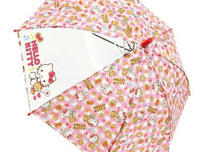 50cm キッズ傘 ハローキティ チェック 【 アウトドア用品 レジャー用品 キャンプ用品 レイングッズ カサ かさ 雨傘 雨具 】