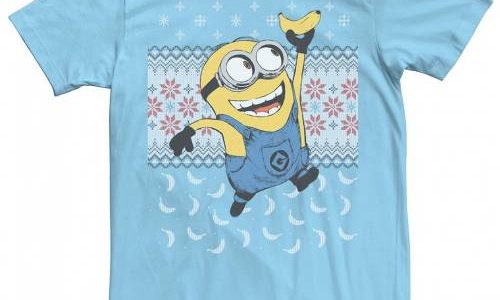 キャラクター クリスマス Tシャツ 青色 ブルー 【 LICENSED CHARACTER DESPICABLE ME MINIONS BANANA CHRISTMAS TEE LIGHT BLUE 】