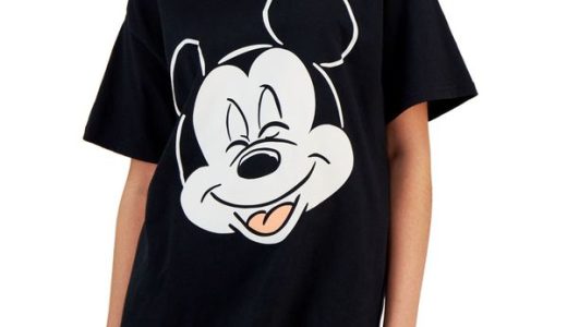 【送料無料】 ディズニー レディース シャツ トップス Juniors' Cotton Mickey Mouse Graphic-Print T-Shirt Black