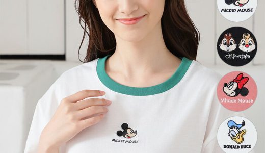 トップス Tシャツ カットソー 半袖 刺繍 ワンポイント 配色 綿混 可愛い レディース 夏 Honeys ハニーズ ディズニー／Tシャツ