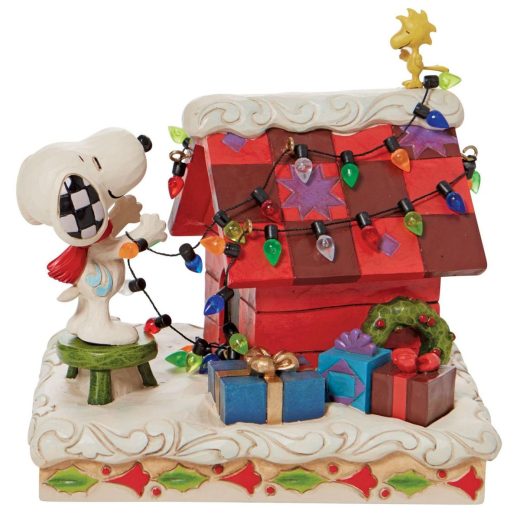 スヌーピー ウッドストック クリスマスデコレーション 12.3cm | Snoopy with WS Decorating Dog ジム・ショア ピーナッツ JIM SHORE 正規輸入品