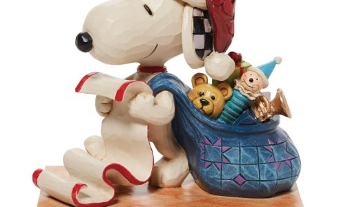 【スーパーSALE割引】スヌーピー サンタ プレゼント 9.2cm | Santa Snoopy with List and Bag ジム・ショア ピーナッツ JIM SHORE 正規輸入品