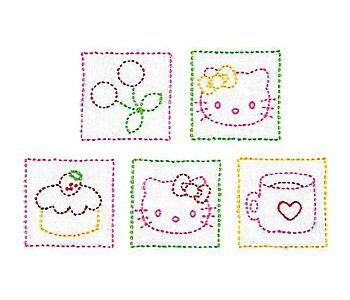 刺繍 刺しゅうキット オリムパス 刺し子・こぎん刺し コースター ハローキティとティータイム 【メール便可】