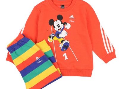 アディダス adidas ジュニア Tシャツハーフパンツセット I DISNEY_ミッキーマウス ジョガーセット HR9486 （Top:ブライトレッド/ホワイト Bottom:ブライトレッド/ボールドゴールド/コ）