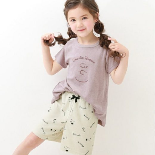 【SALE／37%OFF】devirock PEANUTS スヌーピーガールズ半袖パイルルームウェア パジャマ デビロック 子供服 キッズ デビロック インナー・ルームウェア パジャマ パープル ホワイト グレー【RBA_E】