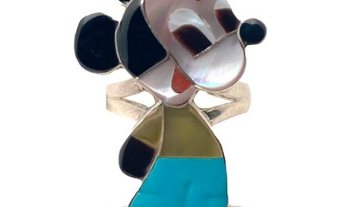 Paula Leekity Ring Mickey Mouse（ポーラ リーキティ リング ミッキーマウス） indian jewelry指輪全身ウォルトディズニークラシックwaltdisneyclassicズニ族ネイティブアメリカンマルチインレイ技法デザインターコイズトルコ石銀