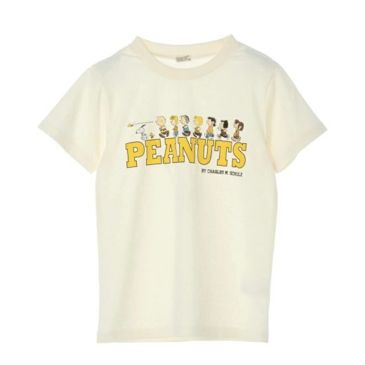 koe Kid's 【キッズアイテム】【PEANUTS】スヌーピーTシャツ コエ カットソー Uネックカットソー ホワイト グレー ブラウン イエロー カーキ