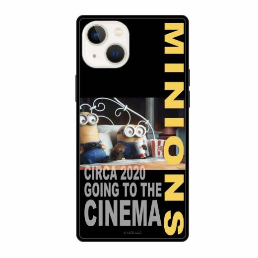 iPhone 13 ケース ミニオンズ CINEMA 耐衝撃カバー スクエアガラスケース 四角 ハイブリッド かわいい 可愛い おしゃれ オシャレ シンプル キャラ グルマン