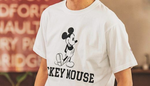 【1minute 1second(ワンミニットワンセカンド)】Mickey mouse - college LOGO cut&sewn with heart Tシャツ(1M23S220)