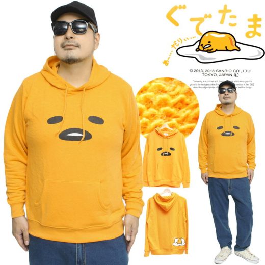 送料無料 ぐでたま なりきり パーカー メンズ プルオーバー 裏毛 サンリオ キャラクター プリント スウェット GUDETAMA かわいい アニメ スエット コスプレ レディース ユニセックス フード 着ぐるみ コスチューム クリスマス 衣装 プレゼント 部屋着 ルームウェア