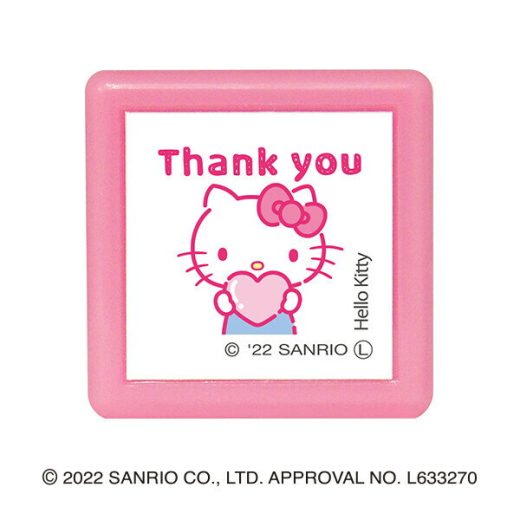 【1000円以上お買い上げで送料無料♪】サンリオ キャラクターズ ミニポン スタンプ ハローキティ Thank you ピンク 浸透印 油性 ご褒美 宿題 こどものかお - メール便発送