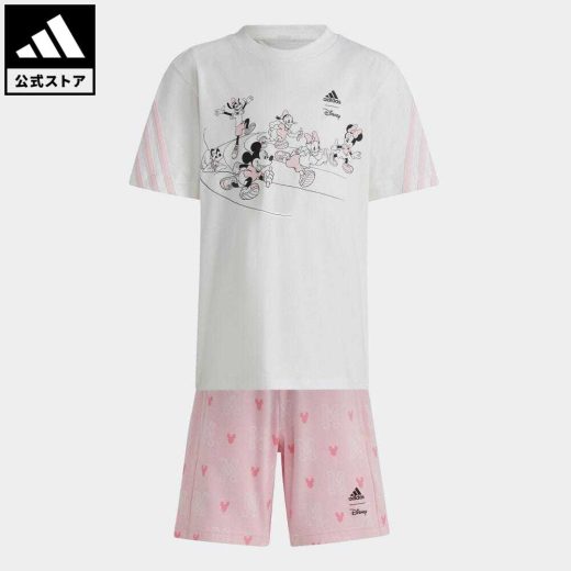 【公式】アディダス adidas 返品可 adidas × Disney ミッキーマウス Tシャツセットアップ スポーツウェア キッズ／子供用 ウェア・服 セットアップ ピンク IB1234 上下