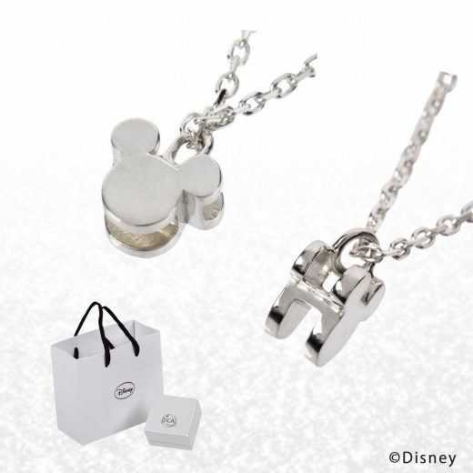 ディズニー ネックレス ミッキー イニシャル ネックレス 2面 3D キューブネックレス Disney ミッキーマウス シルエット ペンダント アクセサリー レディース プレゼント グッズ 誕生日 記念日