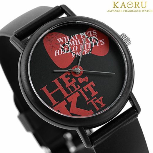 カオル ハローキティ タイポ 38mm クオーツ KAORU004KB 香 コーヒーの香り 腕時計 レディース オールブラック KAORU