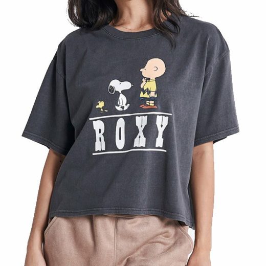 ROXY ロキシー クロップドTシャツ レディース 半袖 ピーナッツ コラボ スヌーピー RST222005-BBK