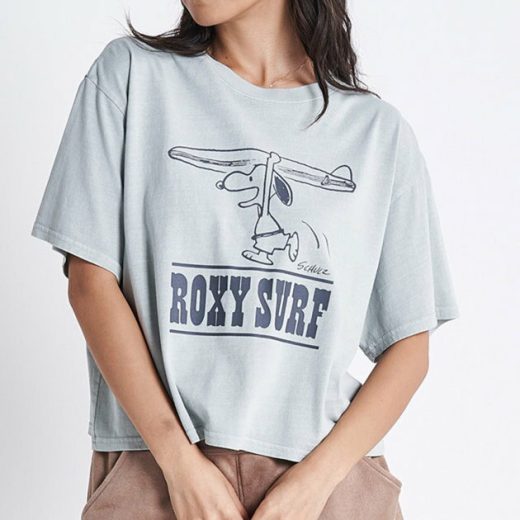 ROXY ロキシー クロップドTシャツ レディース 半袖 ピーナッツ コラボ スヌーピー RST222005-BLU