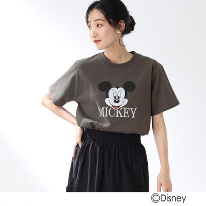 ザ ショップ ティーケー ウィメンズ THE SHOP TK(Women) 【キッズとお揃い/リンクコーデ】「ミッキーマウス」プリントTシャツ （チャコールグレー(014)）