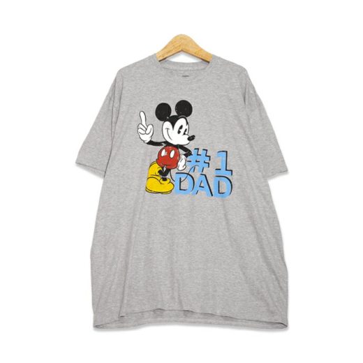 【スーパーSALE50%OFF】ディズニー Disney ミッキーマウス #1 DAD プリント 半袖Tシャツ メンズ2XLサイズ グレー ユーズド 古着 t200625-94【セール品につき交換・返品不可】