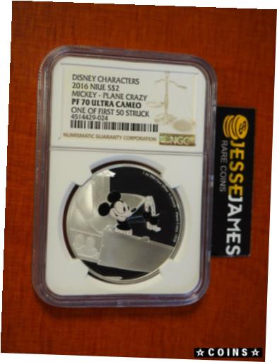 【品質保証書付】 アンティークコイン NGC PCGS 2016 $2 NIUE PROOF SILVER MICKEY MOUSE PLANE CRAZY NGC PF70 ULTRA CAMEO DISNEY