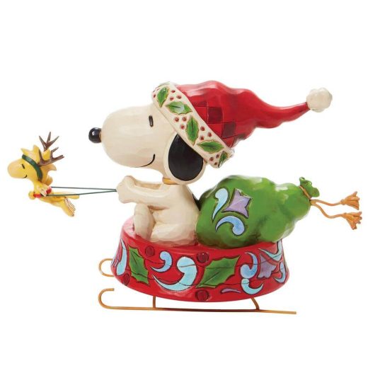 サンタ スヌーピー ドッグボウル そり 13.9cm ウッドストック | Santa Snoopy in Dog Bowl Sled ジム・ショア ピーナッツ JIM SHORE 正規輸入品