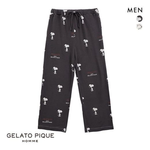 30％OFF ジェラートピケ オム GELATO PIQUE メンズ【PEANUTS】【HOMME】SNOOPY柄ロングパンツ ジェラピケ パジャマ ルームウェア