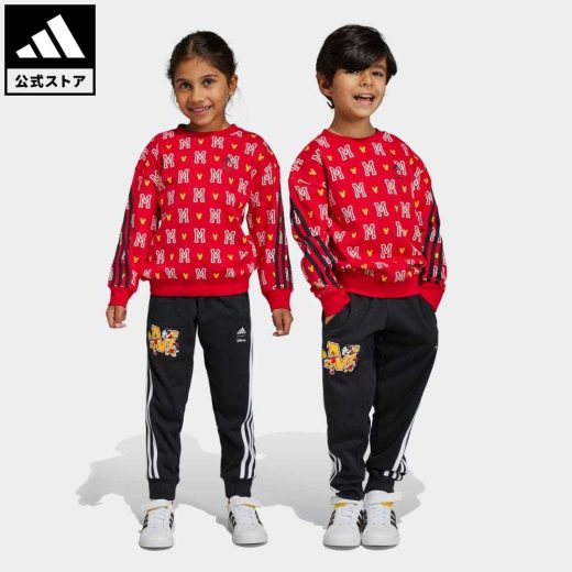 【公式】アディダス adidas 返品可 adidas × Disney ミッキーマウス ジョガートラックスーツ スポーツウェア キッズ／子供用 ウェア・服 セットアップ ジャージ 赤 レッド HR9479 上下 eoss23ss