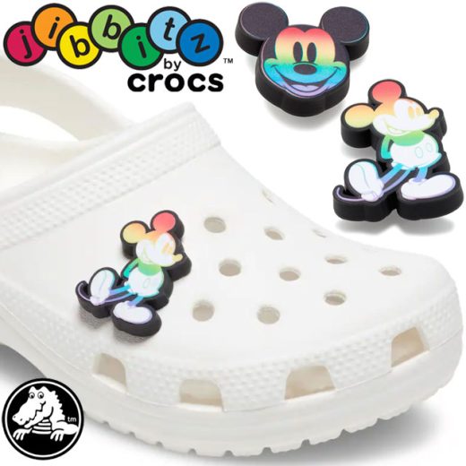 クロックス crocs ジビッツ キッズ メンズ レディース ディズニー ミッキーマウス ラバークロッグ用アクセサリー シューチャーム 虹色 レインボー ボディ 10010014 フェイス 10010015 【あす楽】evid