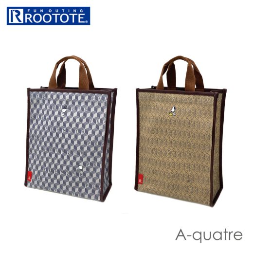 ルートート スヌーピー 定番 レディース トートバッグ A4 アーキャトル ROOTOTE A-quatre 通勤 通学 レッスンバッグ おしゃれ シンプル 大人 かわいい 上品 きれいめ きちんと 裏ラミネート加工 ヘリンボーン 8204 IP.A4.Peanuts-6X レディースバッグ