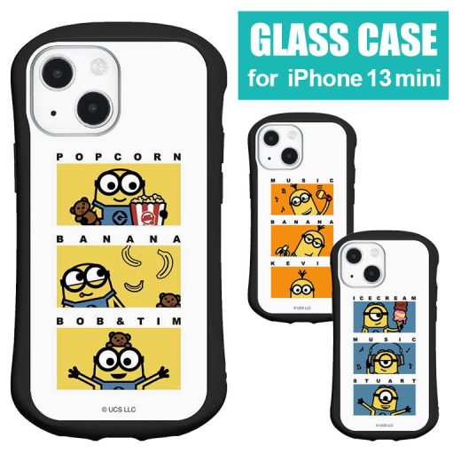 iPhone13 mini ケース ミニオンズ ハイブリッドケース ガラス iPhone13min i 12mini スマホケース minions ボブ スチュアート ケビン かわいい 携帯ケース カバー ガラス ケース アイホン ミニ アイフォン | キャラクター アイフォンケース iPhoneケース シンプル おしゃれ