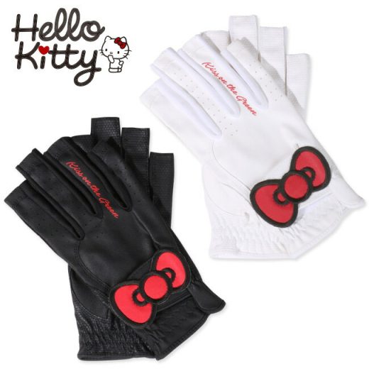 【代引手数料&送料無料】限定Hello Kittyコラボ キティちゃんグローブ【両手・指先開き】(ゴルフウェア レディース ゴルフウエア) Sサイズ Mサイズ