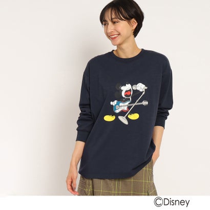 デッサン Dessin 【Disney】ミッキーマウス/ミュージック ロングスリーブTシャツ（UNISEX） （ネイビー(093)）