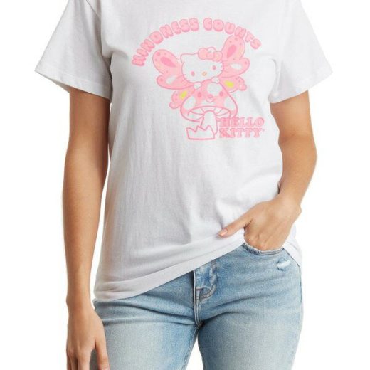 【送料無料】 デザートドリーマー レディース Tシャツ トップス Hello Kitty Kindness Counts Cotton Graphic T-Shirt SAND