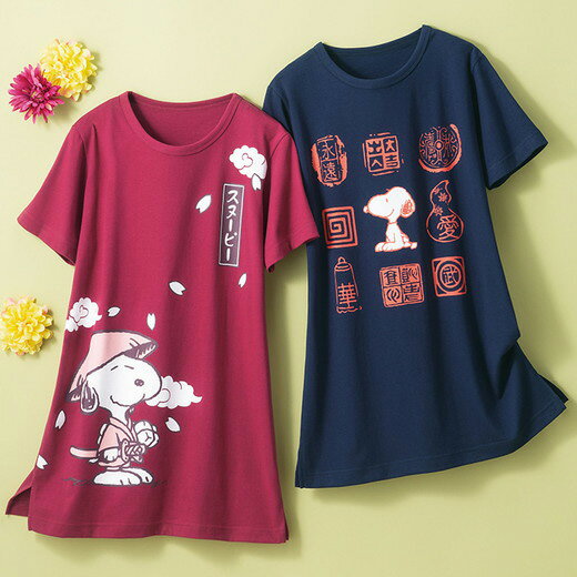 ルフラン Tシャツ 【2色組】夏のスヌーピーTシャツ(M～LL) レディースファッション 大人 ミセス トップス シャツ 50代 60代