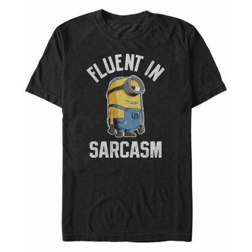 フィフスサン メンズ Tシャツ トップス Minions Men's Fluent In Sarcasm Short Sleeve T-Shirt Black