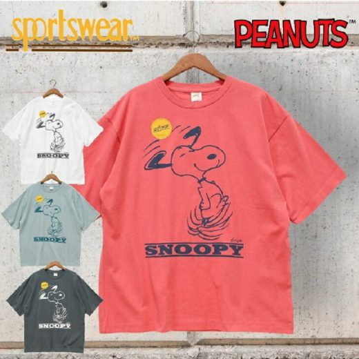 【Sportswear】 Sportswear PEANUTS Tシャツ コラボ スヌーピー Tシャツ レトロ 古着風 ヴィンテージ風 ストリート ブランド コットン 綿 100% メンズ レディース ユニセックス SportswearTシャツ スポーツウェアTシャツ スヌーピーTシャツ