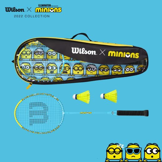 「あす楽対応」「ガット張り上げ済み」ウイルソン Wilson ミニオンズ バドミントンラケット 2本・シャトル2個・ケースセット MINIONS 2.0 バドミントンセット WR105610F2 『即日出荷』